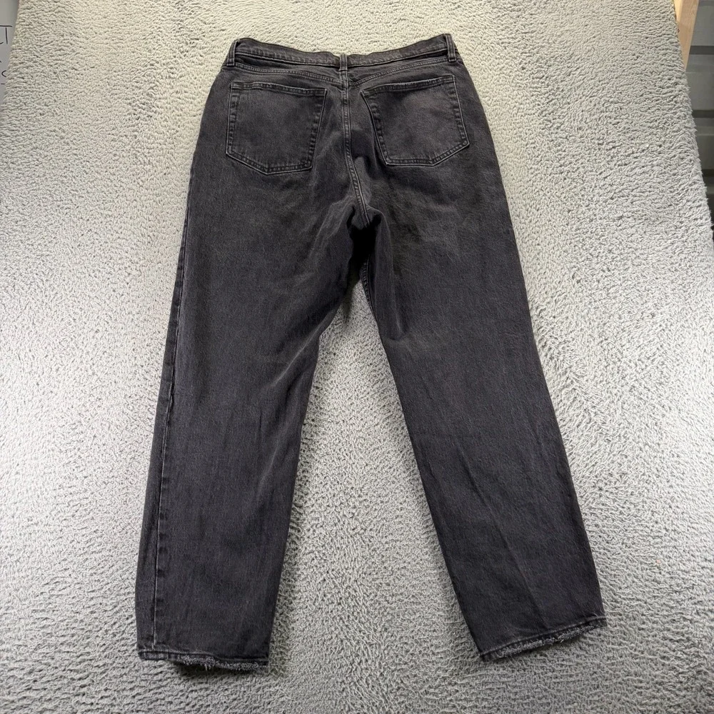 Abercrombie & Fitch Jeans Women 12 Black Denim Straight Button-Fly Dad High-Rise